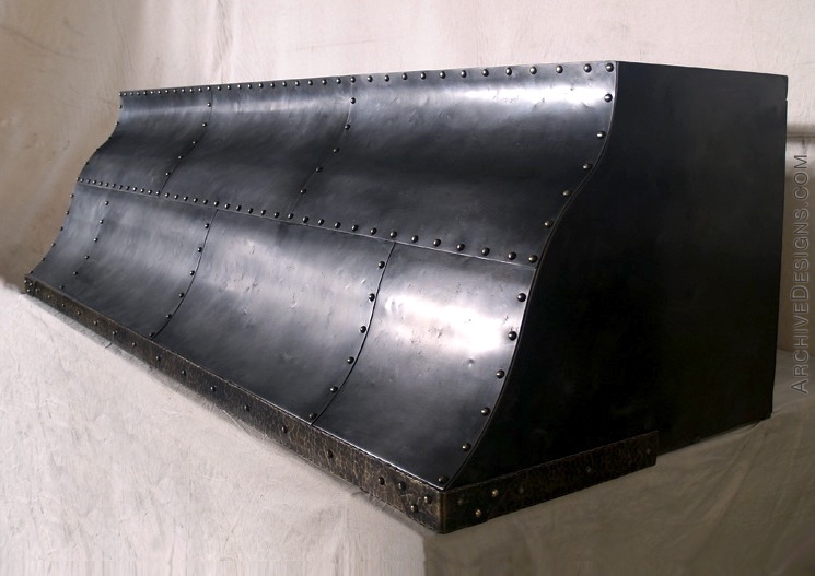 Distressed Steel & Brass straps hood by Archive Designs