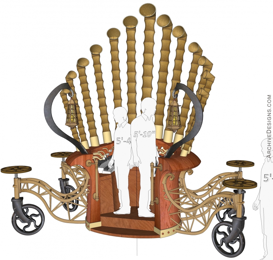 Eugene Ballet Props: Organ Carriage, Archive Designs.