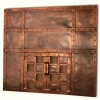 Fireplace surround and doors, in copper, with copper screen panels--Arts and Crafts